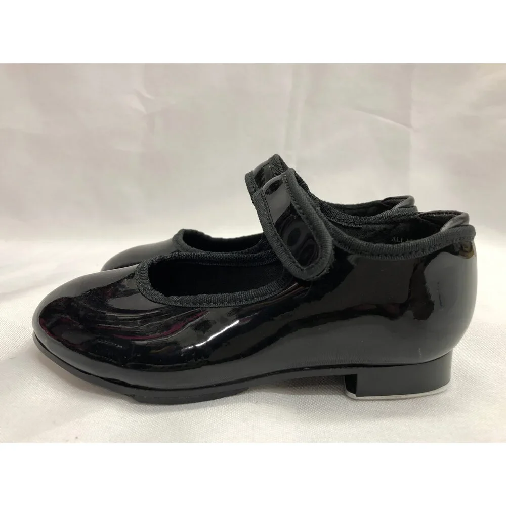 Pre-Owned Dance Tap Shoes Theatricals Kids 8M Mary Jane Black Easy Strap